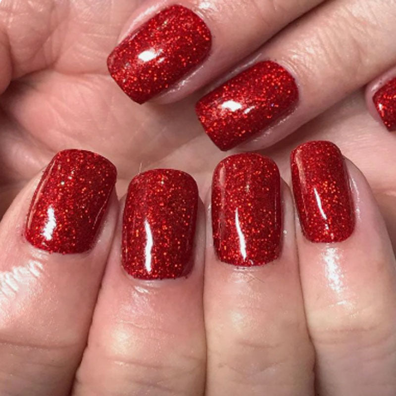 Christmas red phototherapy false nails