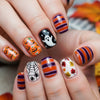 Colored Striped Pumpkin Head Spider Web