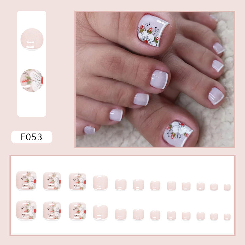 Diamond sparkle ins-style fake nails pedicure F053