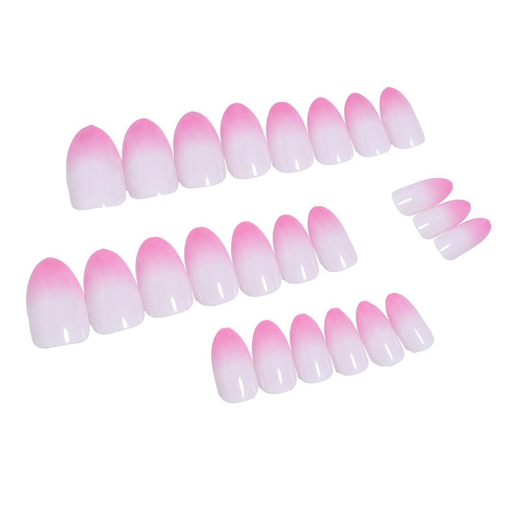 Gradient pink whitening false nails