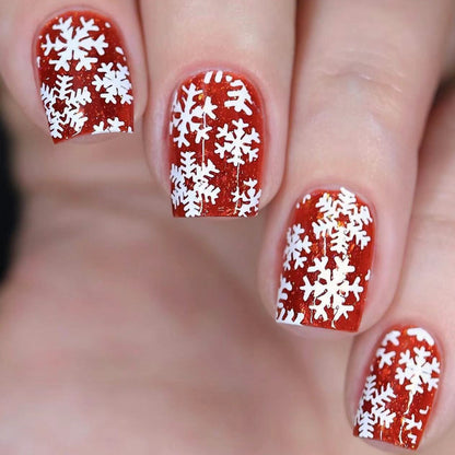 Snowflake design fake nails