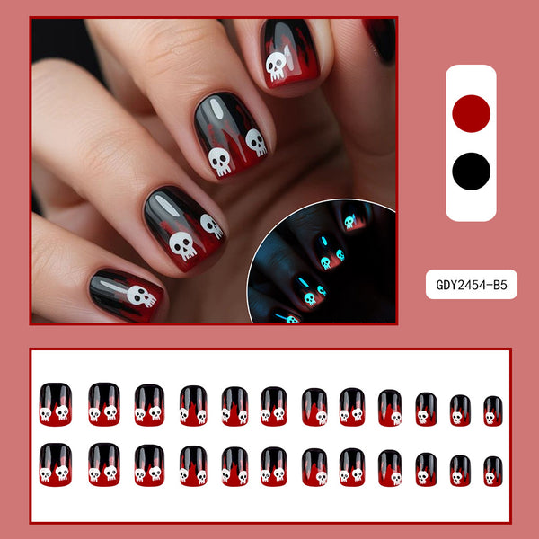 Luminous skull red blood drops ombre