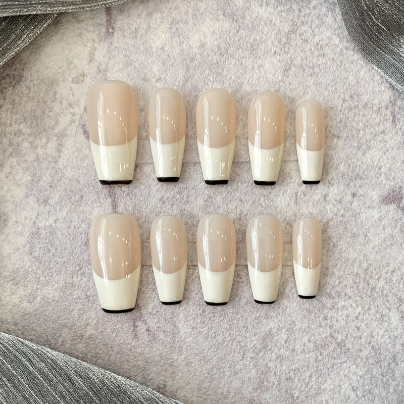 Nude French simple long nail