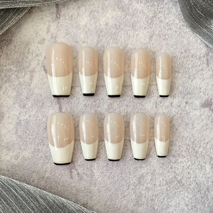 Nude French simple long nail