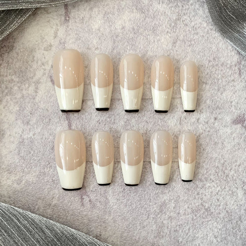 Nude French simple long nail