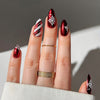 Red striped French shiny fake nails