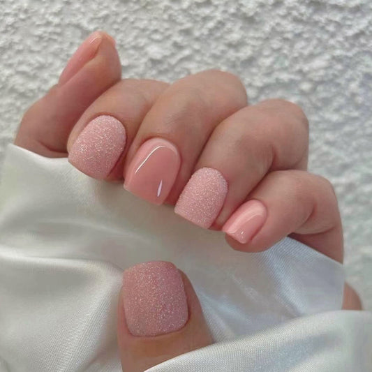 Flash Aurora Naked Pink Square fake nails