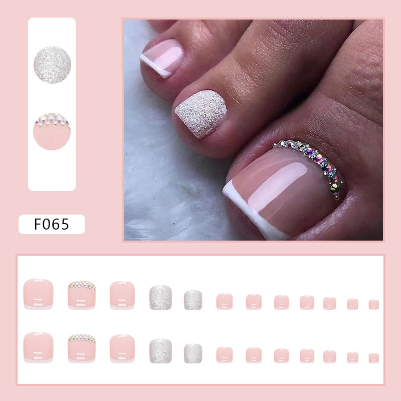 Diamond sparkle ins-style fake nails pedicure F065