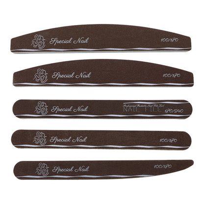 5 PCS Nail File Set - Includes Sponge File, Emery File, and Wooden File for Manicures