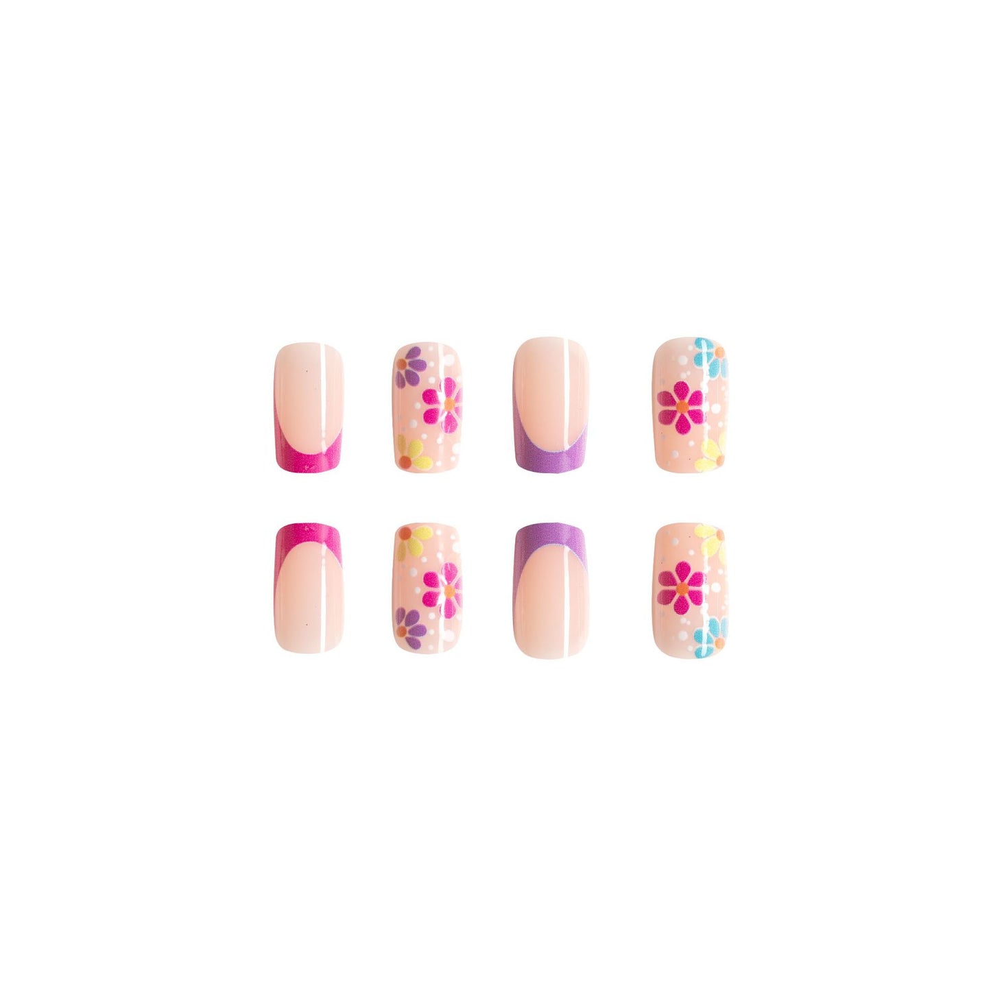 Colored flower fake nails