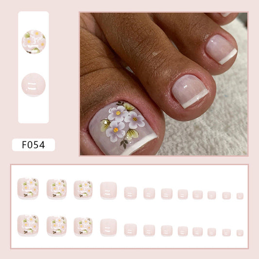 Diamond sparkle ins-style fake nails pedicure F054