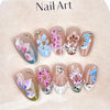 30pcs 3D Flower Super Short Almond French