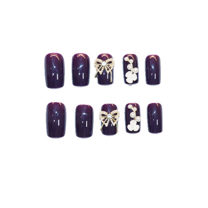 Purple butterfly fake nail