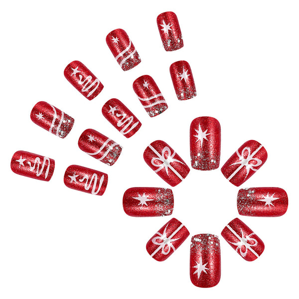 Red snowflake manicure