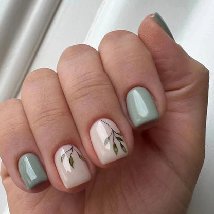 Matcha light green fake nail