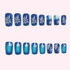 24pcs/Set Press On Nails White and Navy