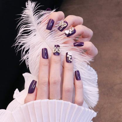 Purple butterfly fake nail