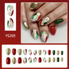 Red and green manicure leaves glitter Christmas armor