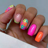 24 multicolored flower press ons