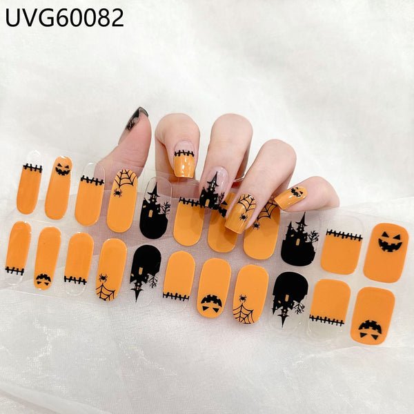 UV gel nail sticker semi-cured