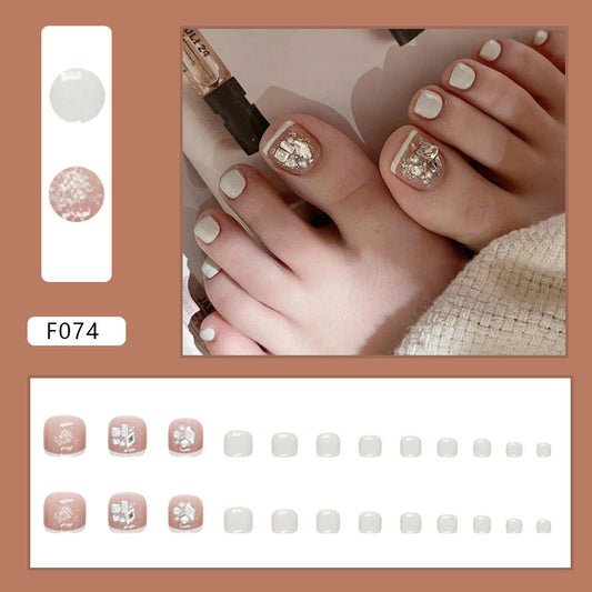 Diamond sparkle ins-style fake nails pedicure F074