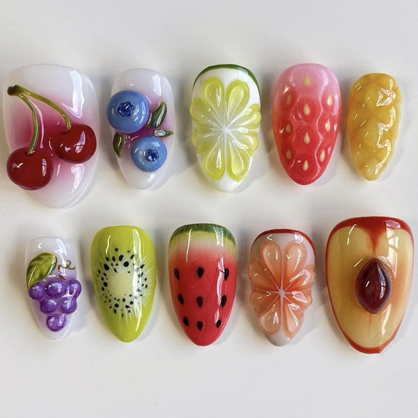 30 pieces of three-dimensional fruit color super short almonds