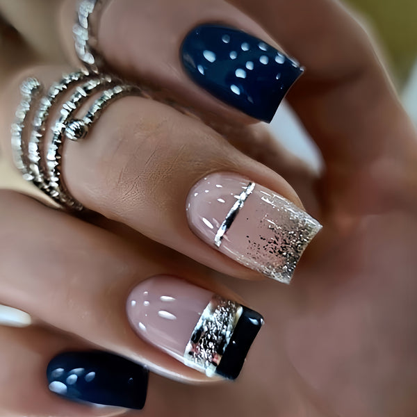 Gold foil tan French manicure