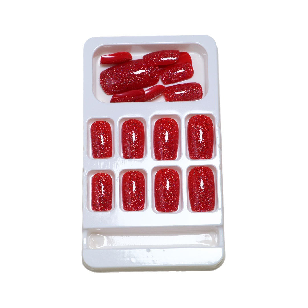 Christmas red phototherapy false nails