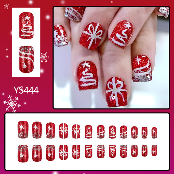 Red snowflake manicure