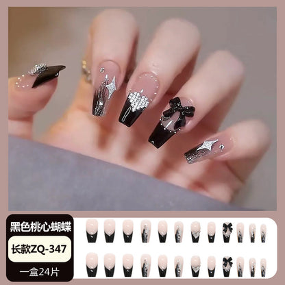 Black bow detachable nail patch