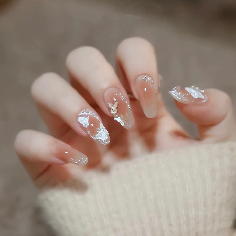 3D Butterfly Pearl False Nail