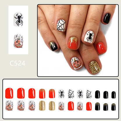 Short glossy spider web square nail