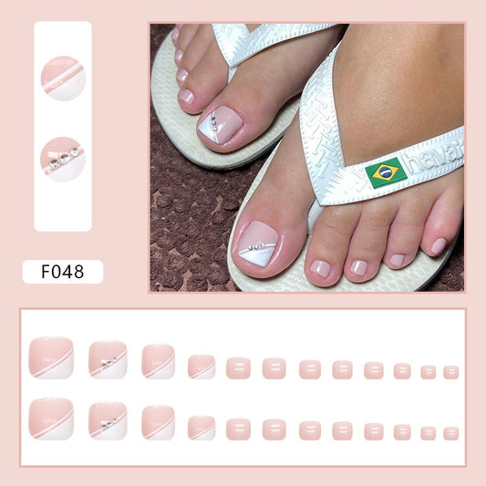 Diamond sparkle ins-style fake nails pedicure F048