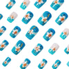 12 Sizes-24 Pcs Press On Nails Blue w-103