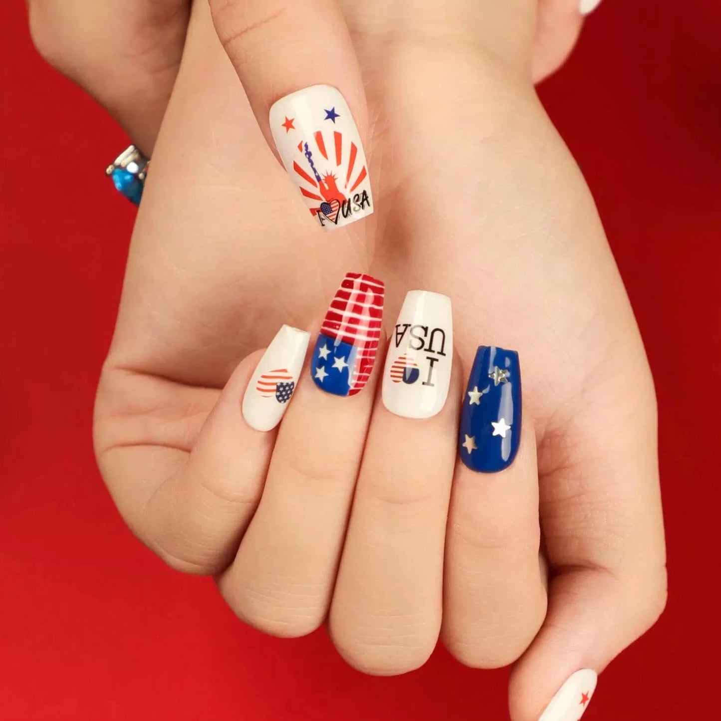 Independence day press on nail