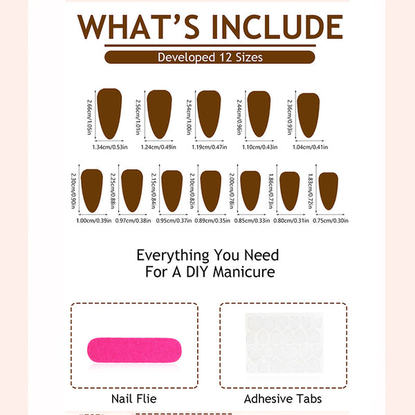 Red striped French shiny fake nails