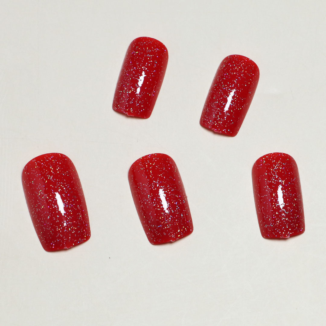 Christmas red phototherapy false nails