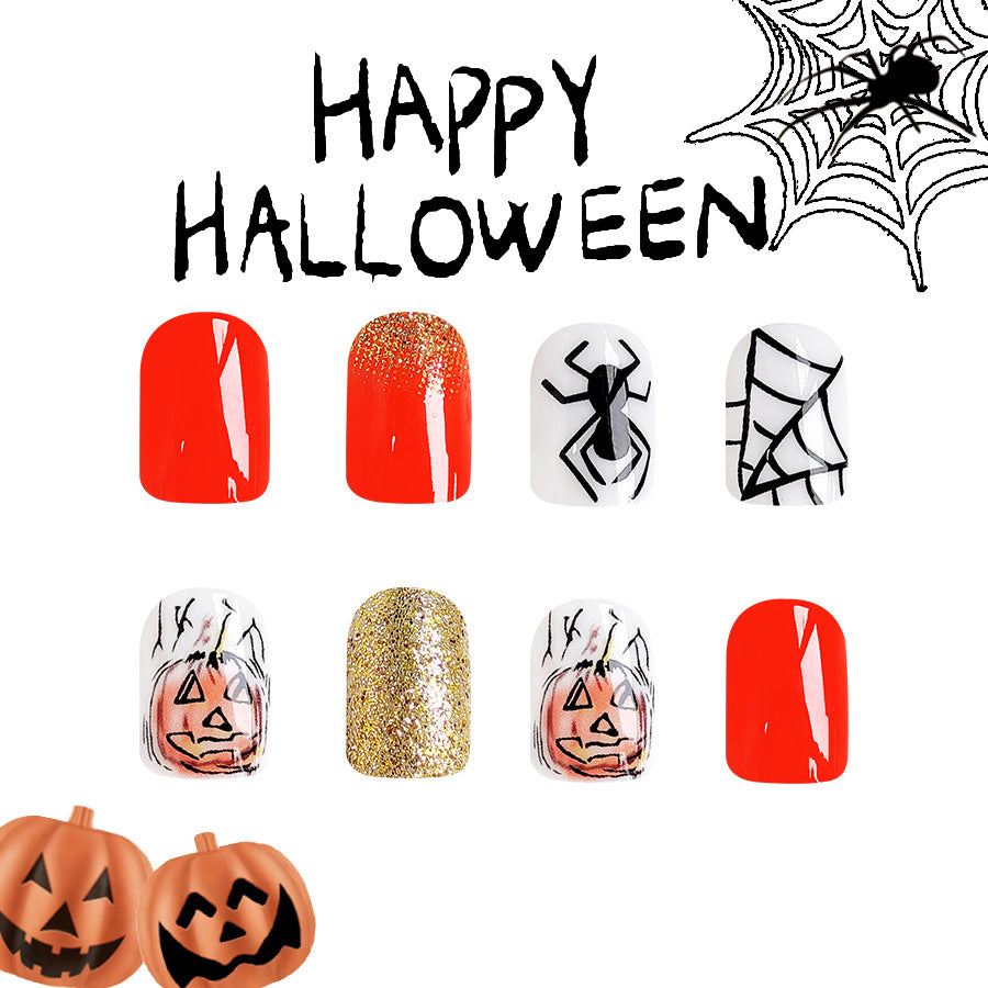 Short glossy spider web square nail