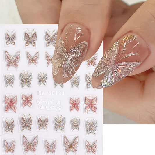 Laser illusory butterfly flower back adhesive patch