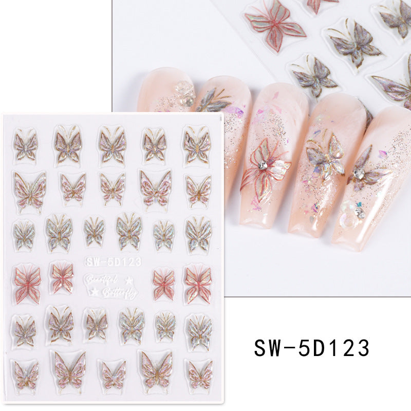 Laser illusory butterfly flower back adhesive patch