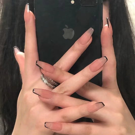 Nude black nail art