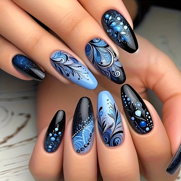 Dark Night Blues Art Pattern