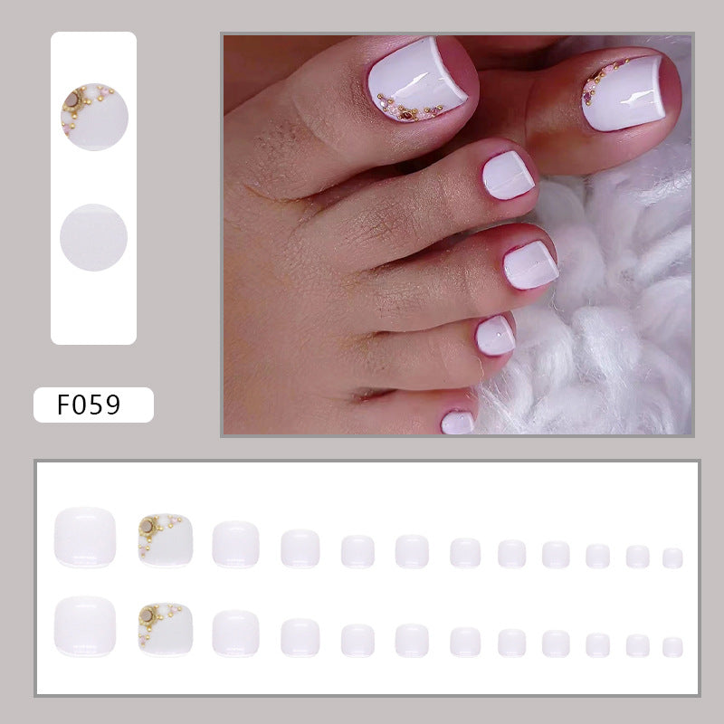 Diamond sparkle ins-style fake nails pedicure F059