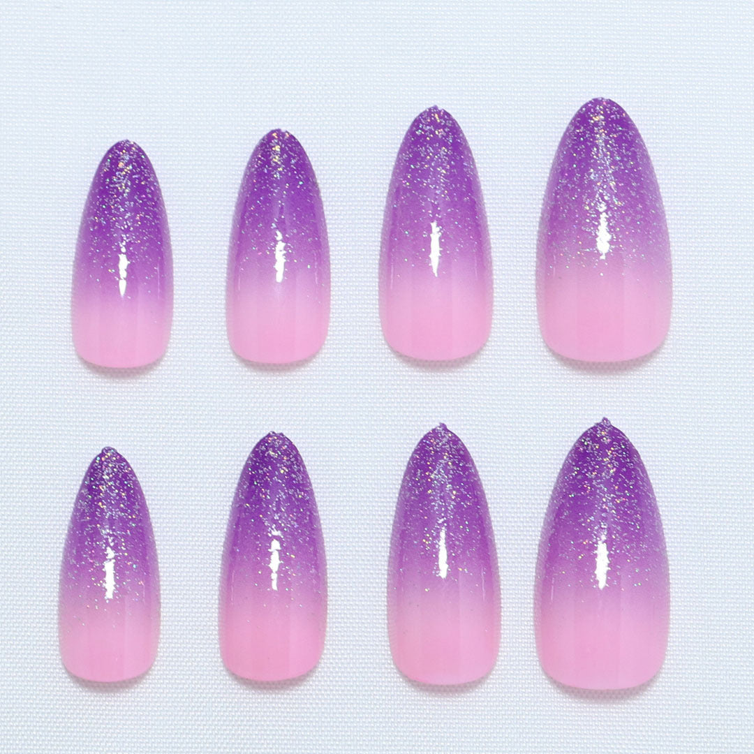 Gradual purple almond bursts with ice and penetrates fake nails.