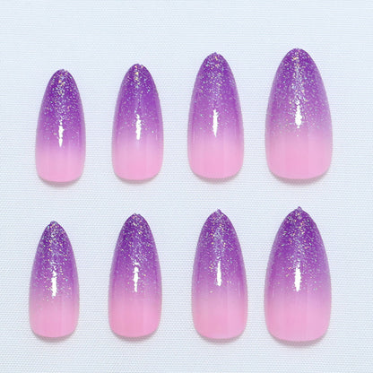 Gradual purple almond bursts with ice and penetrates fake nails.