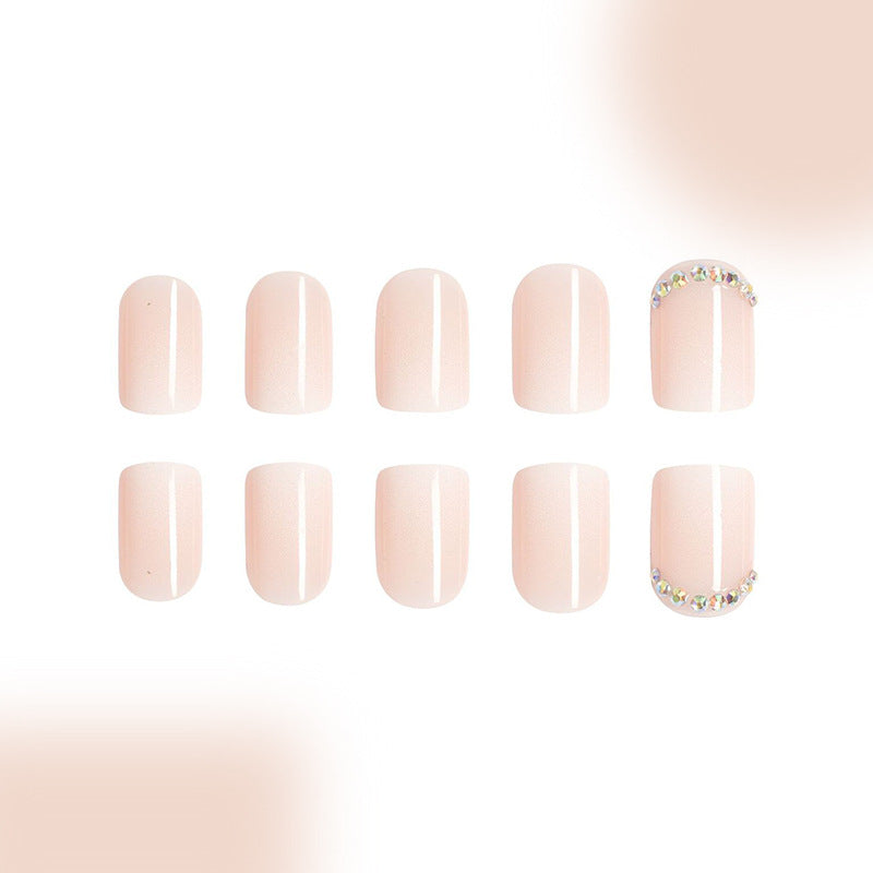 Short glossy simple French gradient fake nail