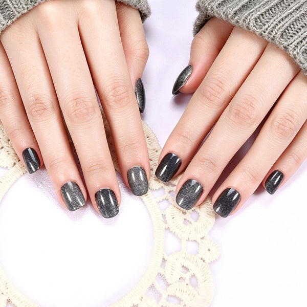 26 finger solid color cat eye no-bake manicure sticker