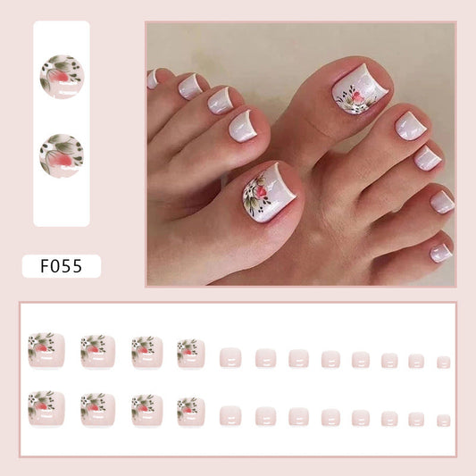 Diamond sparkle ins-style fake nails pedicure F055