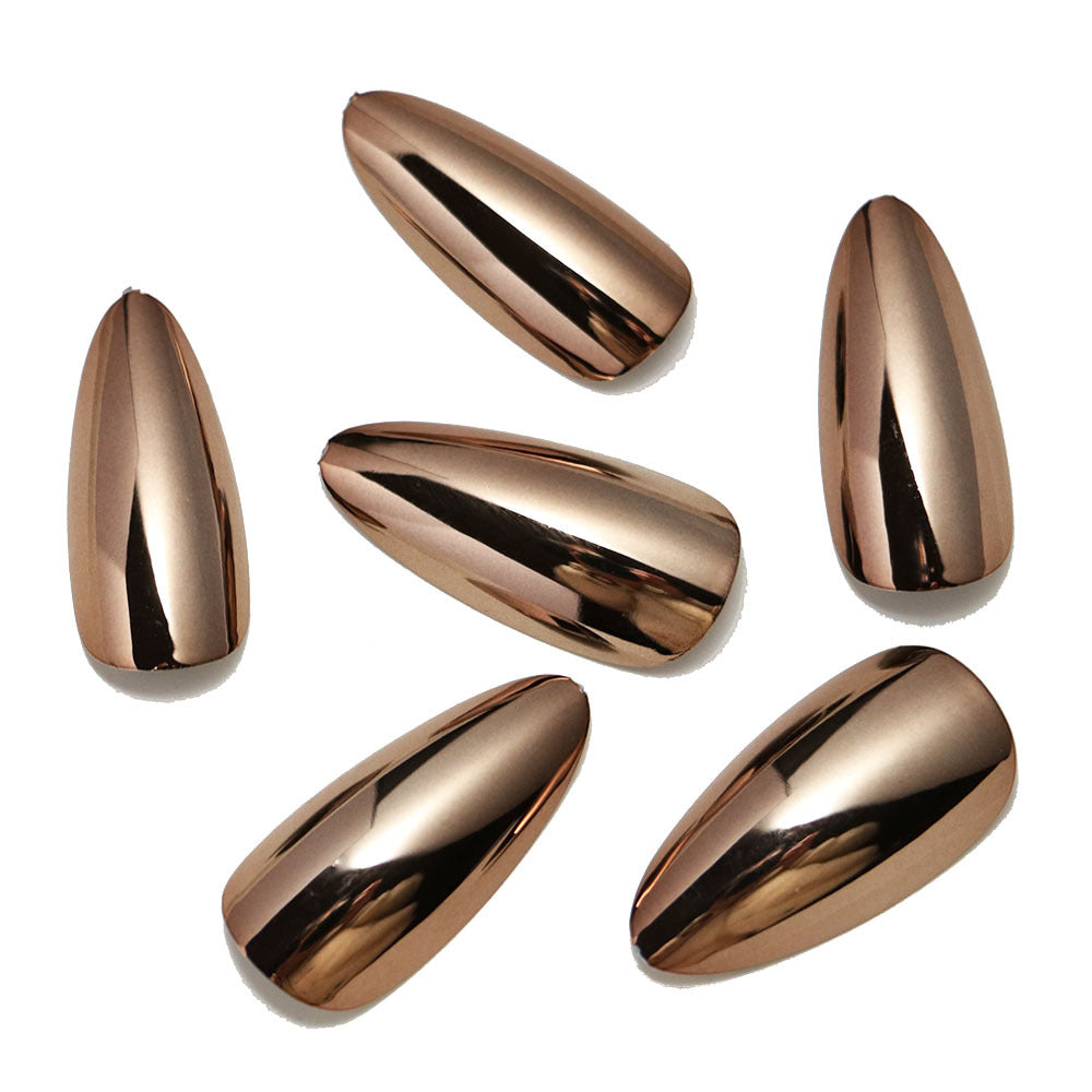 Electroplated fake nails in antique copper color