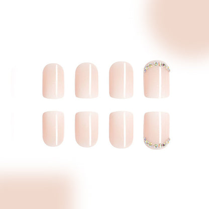 Short glossy simple French gradient fake nail